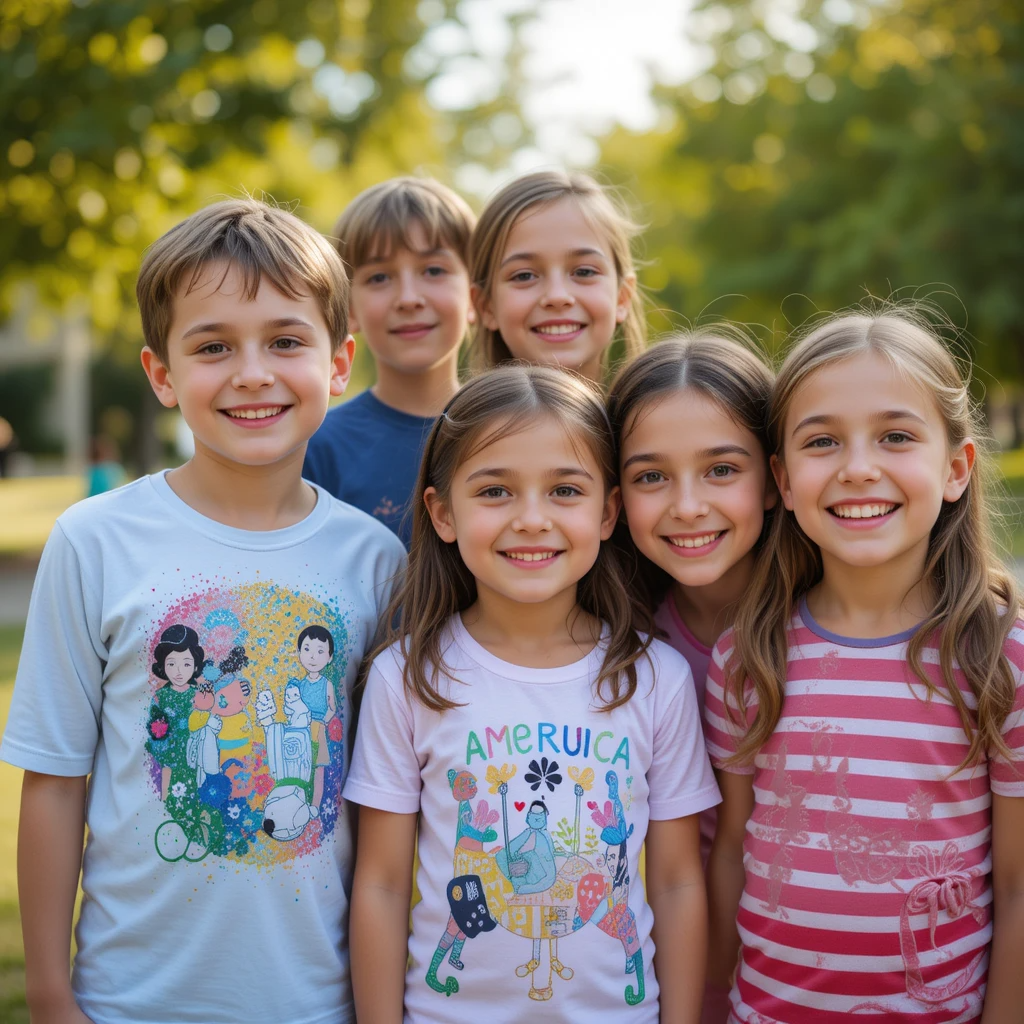 a group of happy american kids